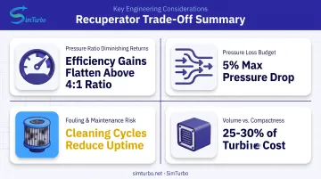 Recuperator engineering trade-offs summary chart for microturbine designers
