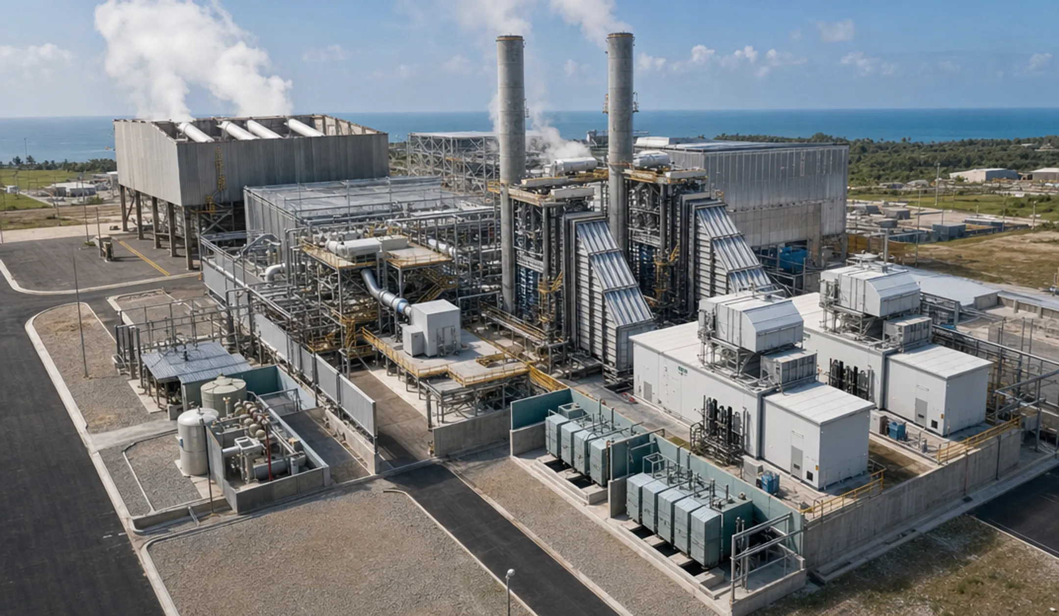 Combined-cycle power plant with gas turbines and steam generator in operation