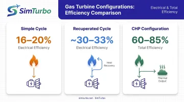 Micro gas turbine efficiency comparison simple cycle versus recuperated cycle versus CHP configuration