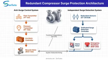 Independent surge detection system architecture showing separation from anti-surge control