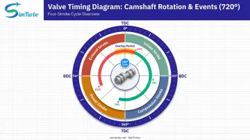Valve timing diagram showing intake and exhaust valve overlap relative to piston position