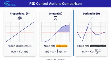 Three PID control action components proportional integral derivative explained with graphs