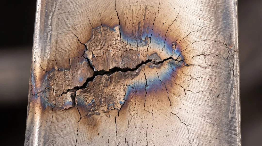 Turbine blade damage from compressor surge and thermal fatigue cracking