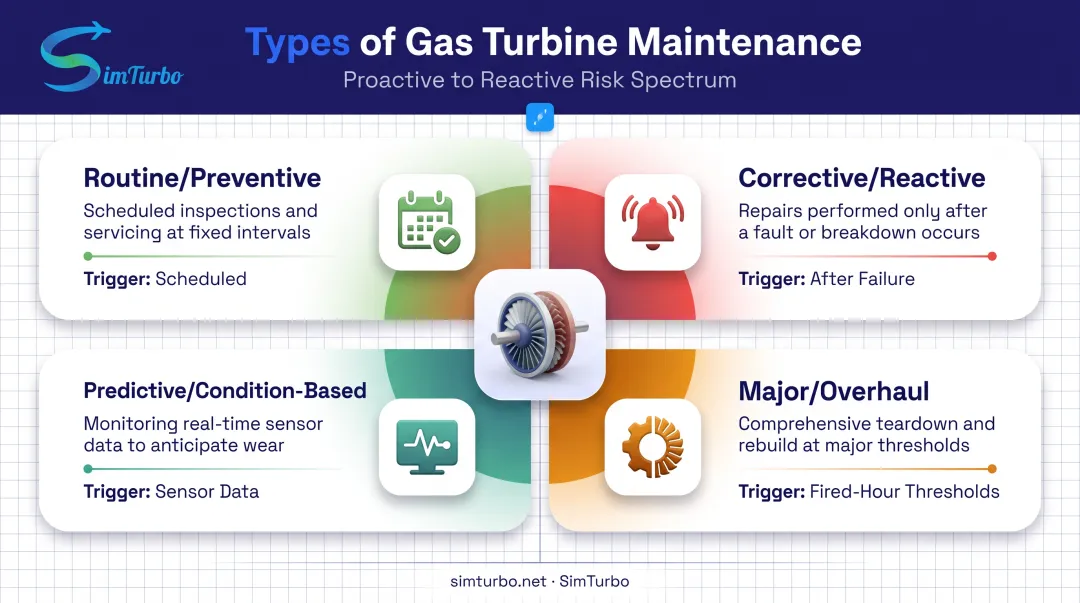 Four types of gas turbine maintenance strategies comparison chart