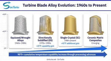 Evolution of turbine blade superalloy technology from polycrystalline to single crystal casting