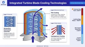 Three-layer turbine blade cooling system internal convection impingement and film cooling integration
