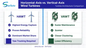 HAWT versus VAWT design comparison chart with strengths and limitations