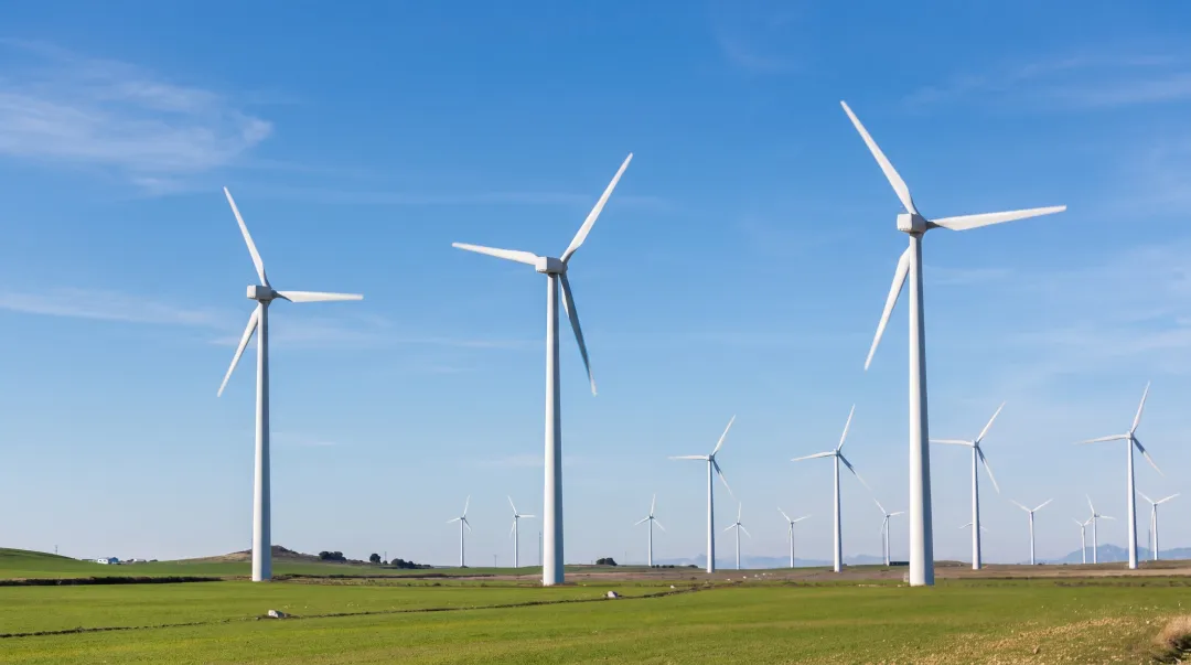Horizontal-axis wind turbines operating in open rural wind farm