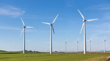 Horizontal-axis wind turbines operating in open rural wind farm