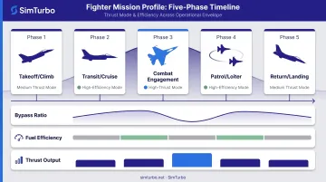 Mission profile showing adaptive engine optimization across five flight phases