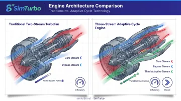 Comparison of fixed two-stream turbofan versus adaptive three-stream engine airflow configurations