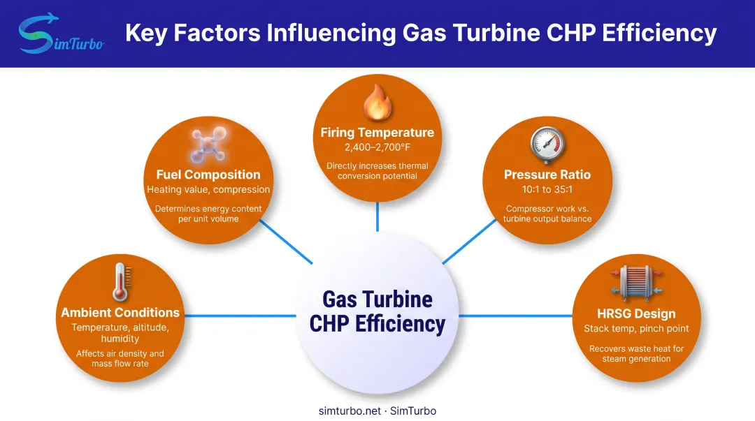 Five key factors affecting gas turbine CHP efficiency performance diagram