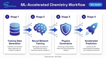 Machine learning combustion acceleration workflow from training data through neural network to accelerated chemistry predictions