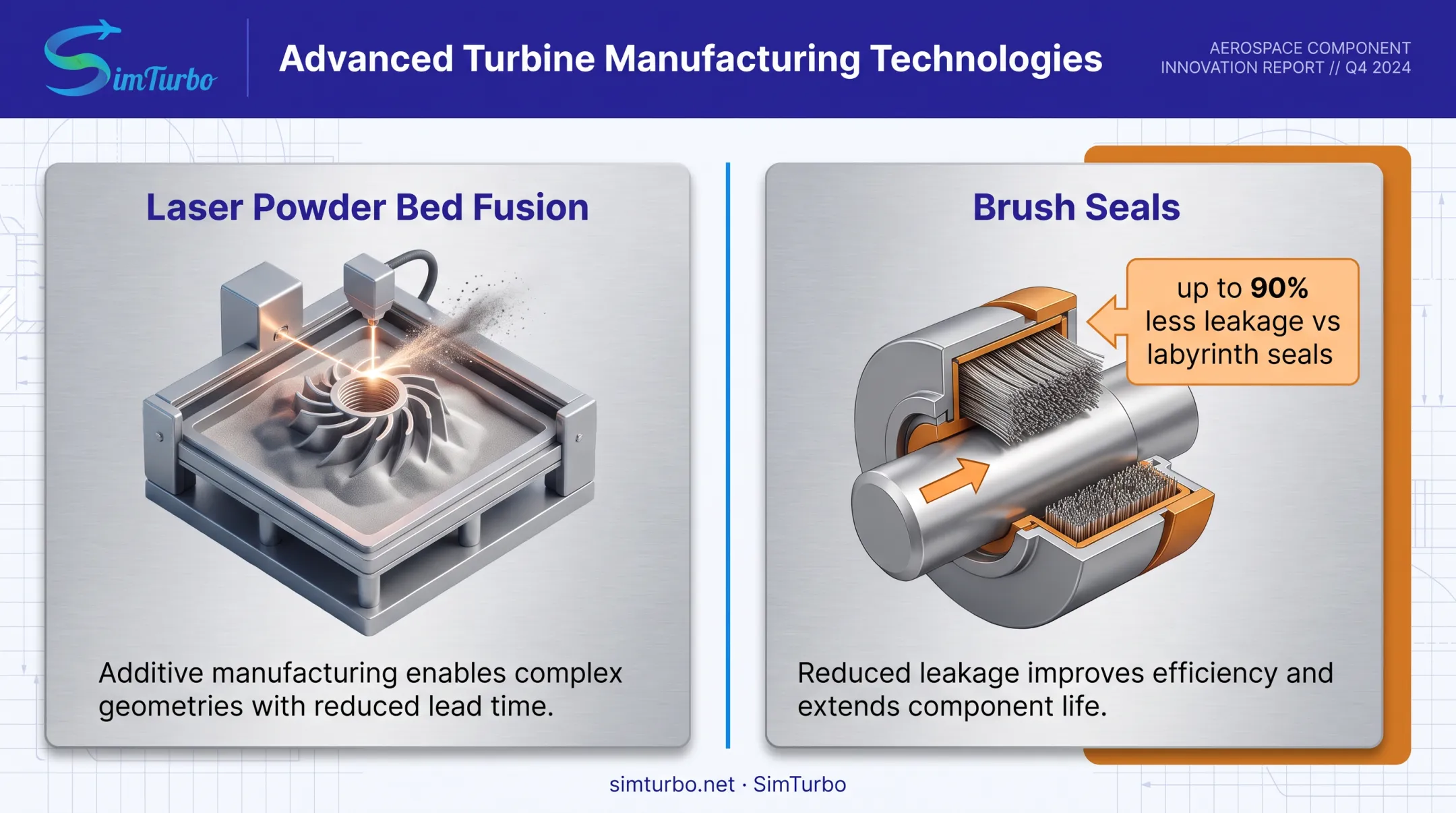 Additive manufacturing and brush seal innovations reducing LPT losses