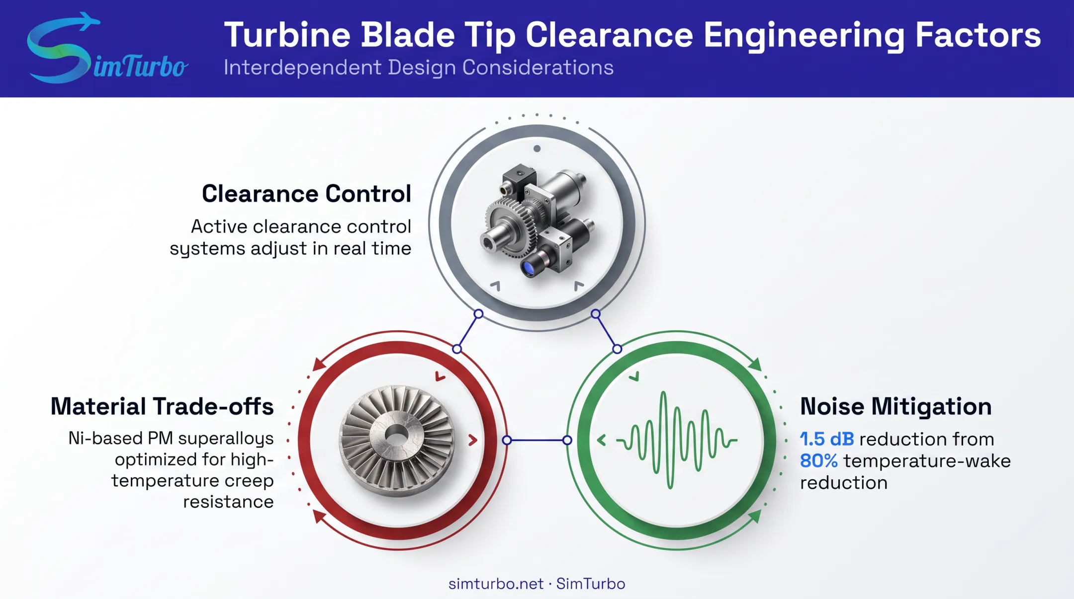 LPT clearance materials and noise engineering trade-off factors