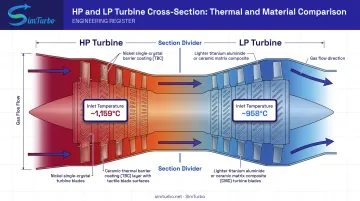 HP versus LP turbine section temperature pressure and material differences diagram
