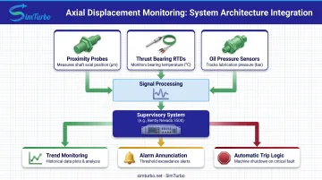 Turbine axial displacement monitoring system integration from sensors to protection logic