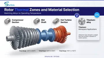 Gas turbine rotor material selection by section and temperature zone