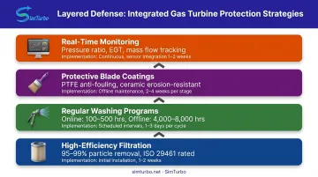Four-layer compressor fouling prevention strategy from filtration to monitoring with implementation timing