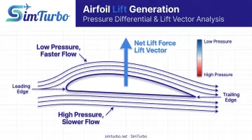 Pressure differential lift generation across turbine airfoil suction and pressure sides