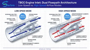 Variable geometry inlet components diagram for TBCC dual flowpath engine
