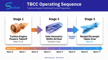 TBCC engine mode transition sequence from turbine to scramjet flight