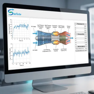 Gas turbine engine performance simulation on screen