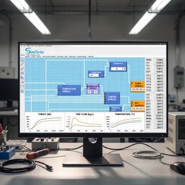 Engineer reviewing a gas turbine simulation model