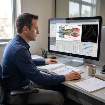 Engineer reviewing a gas turbine simulation model