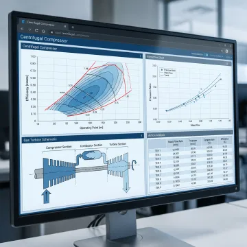 Engineer reviewing a centrifugal compressor simulation