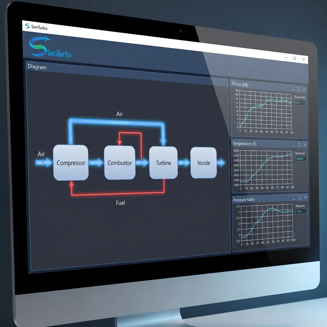 Jet engine performance model with live graphs