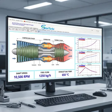 Engineer reviewing a gas turbine simulation model