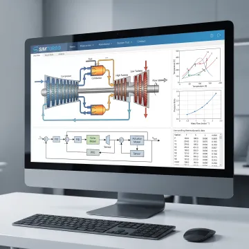 Gas turbine software showing performance charts