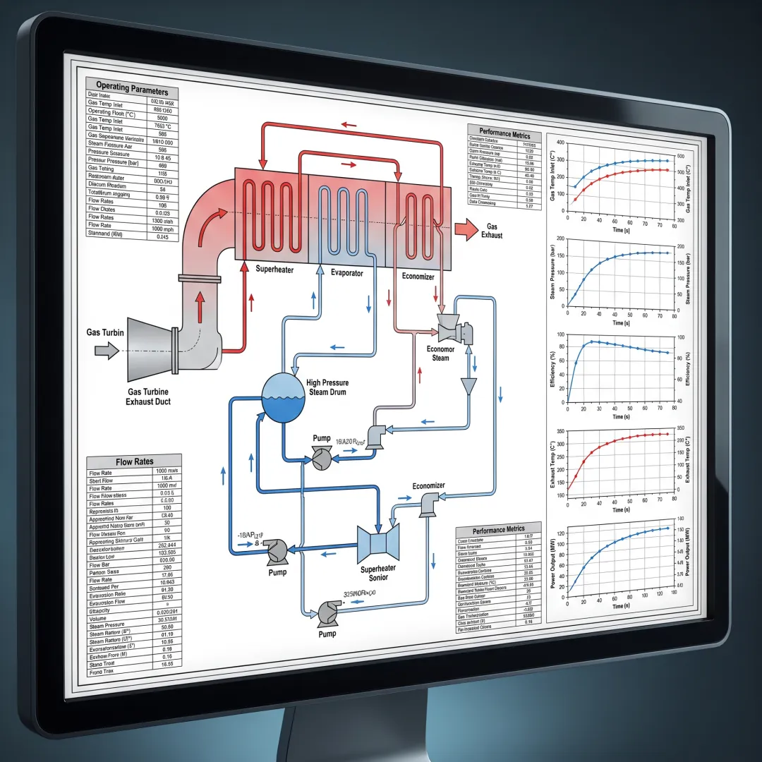 HRSG heat recovery cycle simulation display