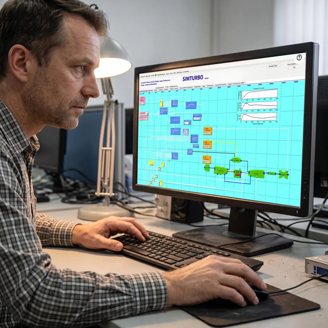 Gas turbine control model on a computer