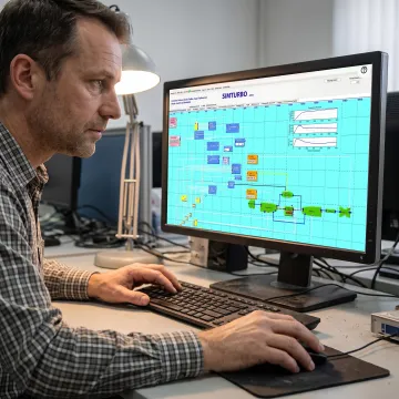 Gas turbine control model on a computer
