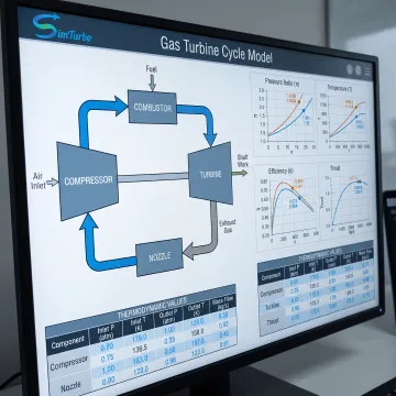 Gas turbine model with live performance graphs