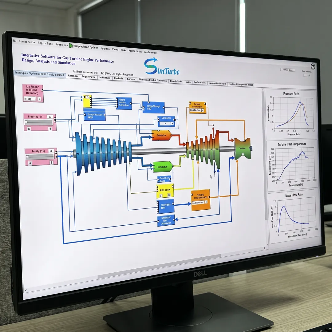 Gas turbine flow model on simulation software