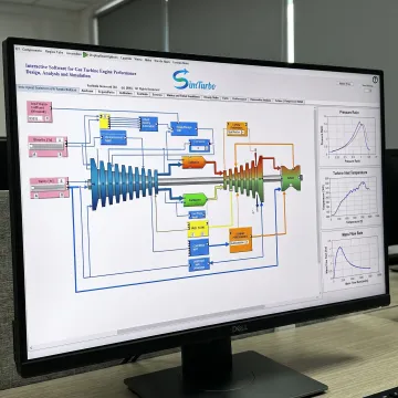 Gas turbine flow model on simulation software