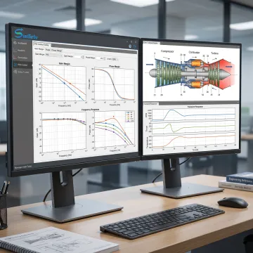 Engineer tuning a PID controller in gas turbine simulation software