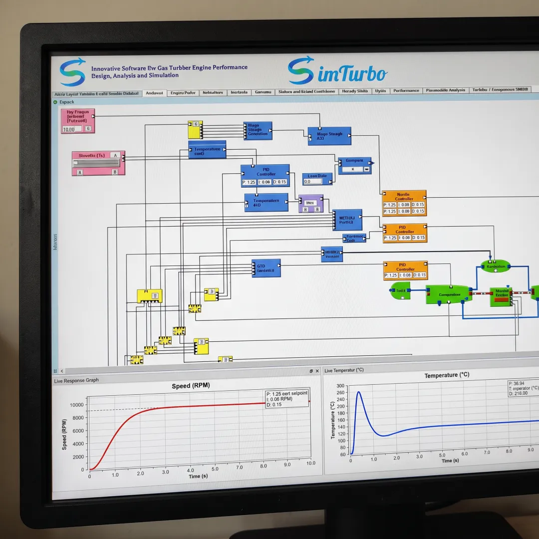 PID tuning interface with gas turbine response charts