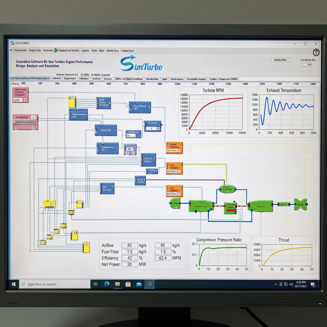 Gas turbine simulation interface with performance charts