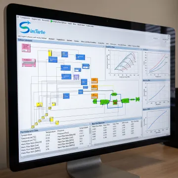 Gas turbine simulation interface with performance plots