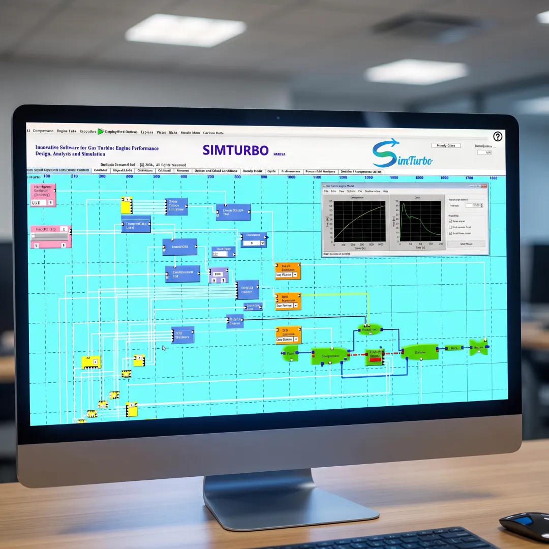 Gas turbine simulation model with live performance graphs