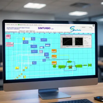 Gas turbine simulation model with live performance graphs