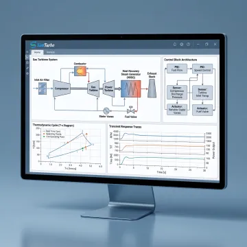 Gas turbine system model with performance charts