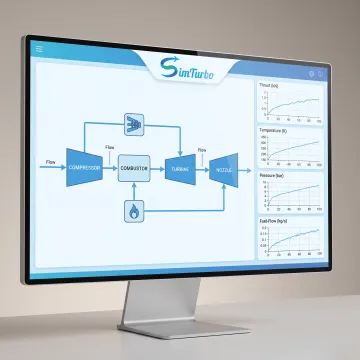 Gas turbine model with live performance charts
