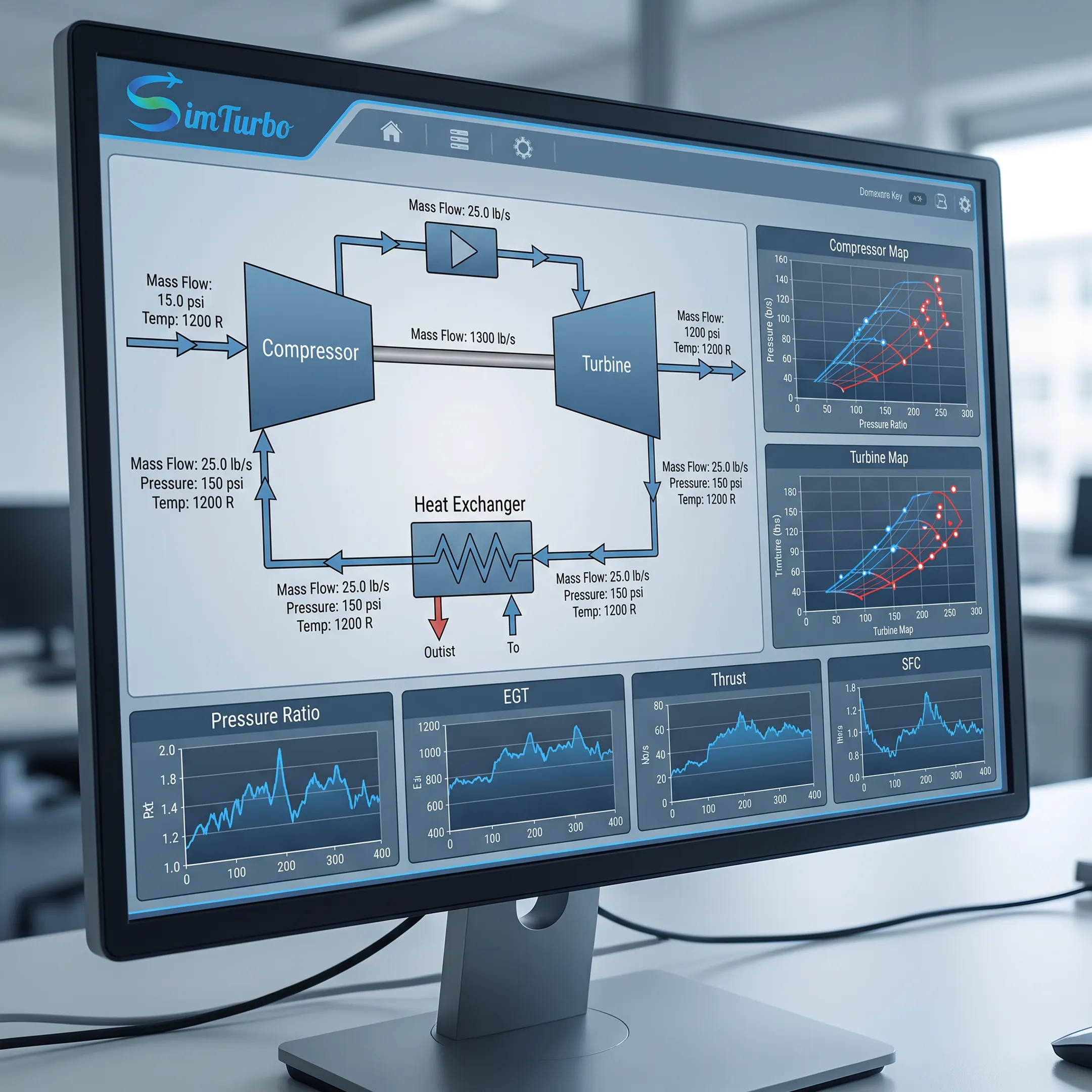 Component-based turbine cycle model on a computer