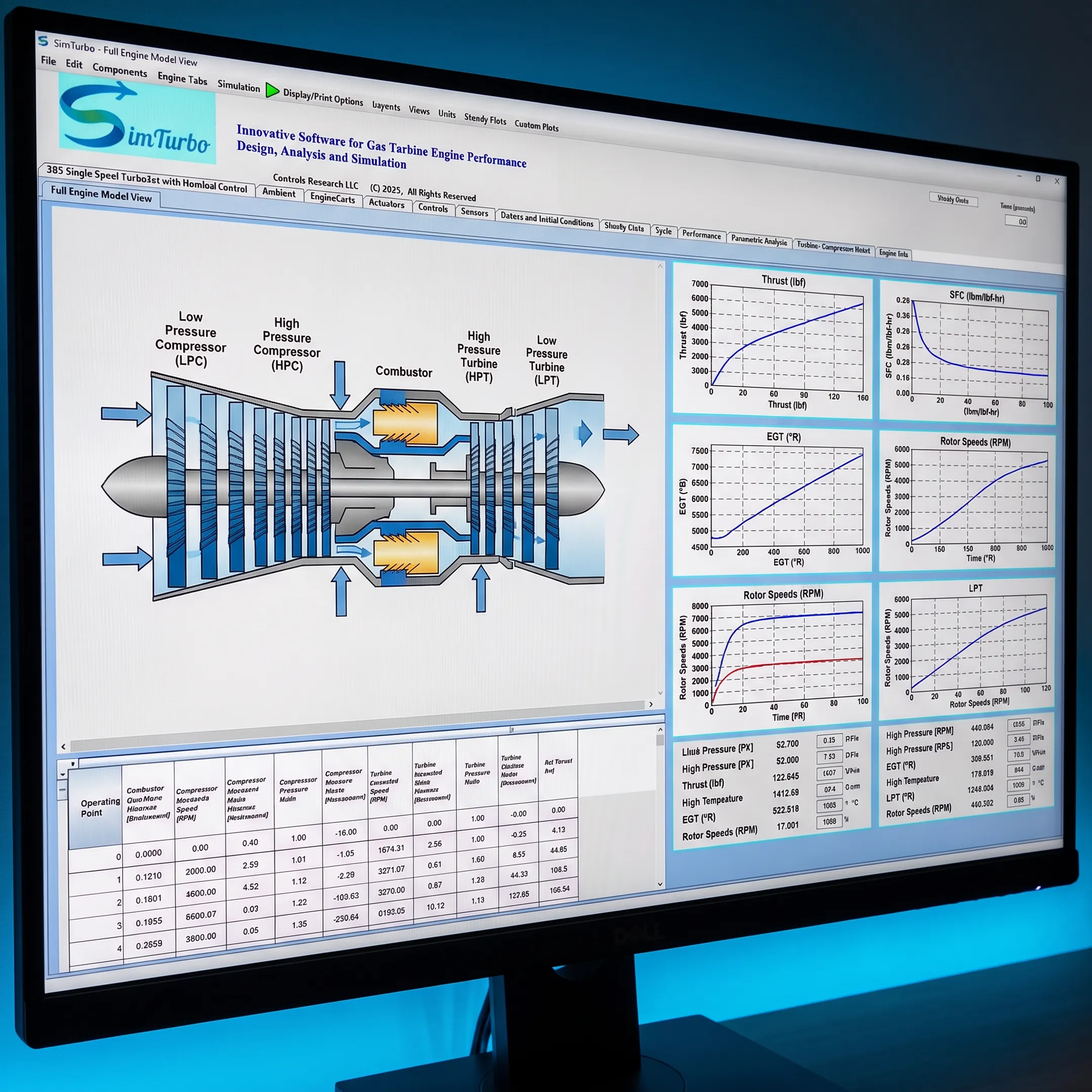 Engineer reviewing a gas turbine simulation model