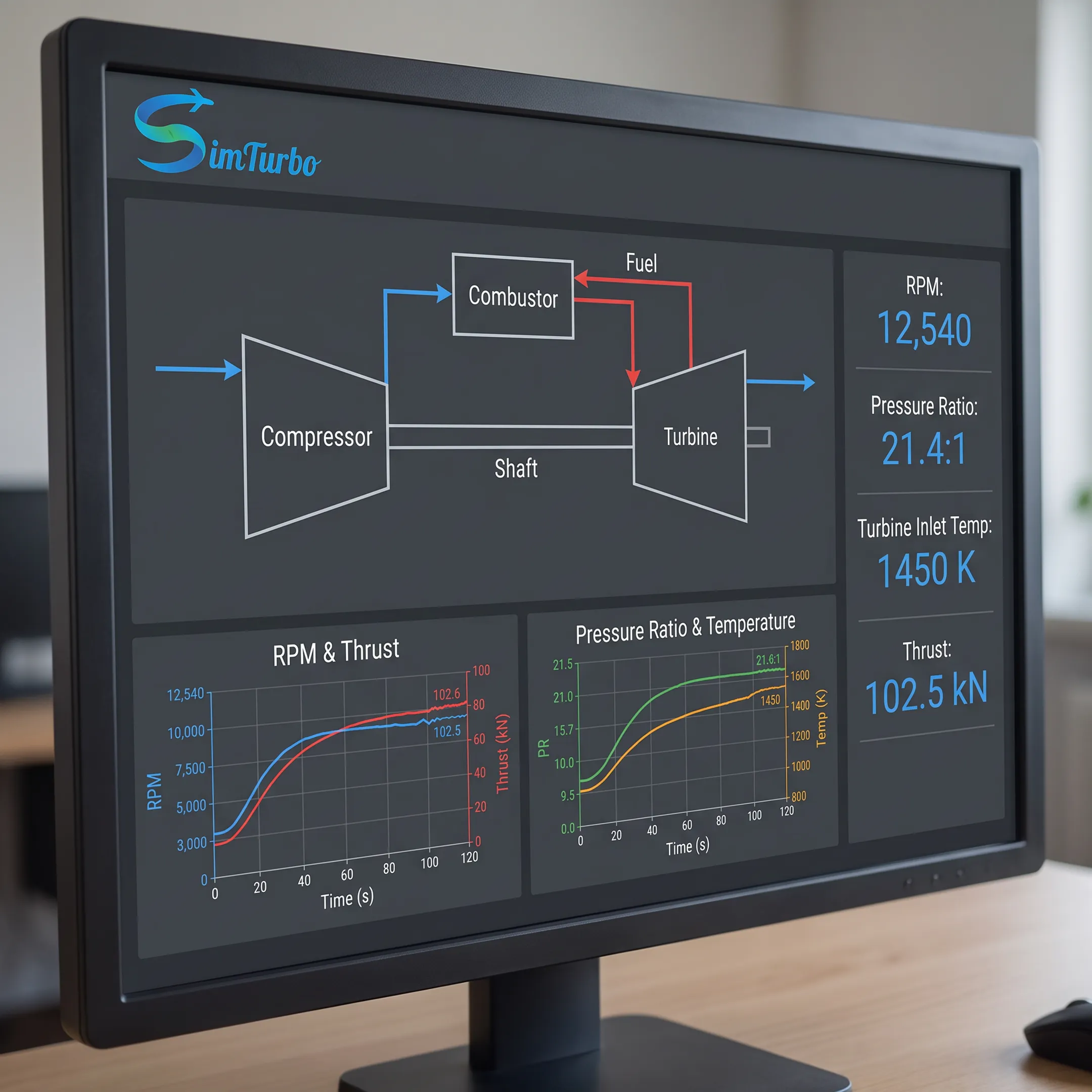Gas turbine performance model with interactive charts